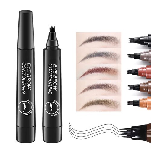Microblading Eyebrow Pen, 2PCS Waterproof Magic Eyebrow Pencil for Women, 2024 Upgrade Natural Makeup Fine Stroke Eyebrow Pencil with 4 Fork Tip, Last All-Day (Black, 2 Pcs)