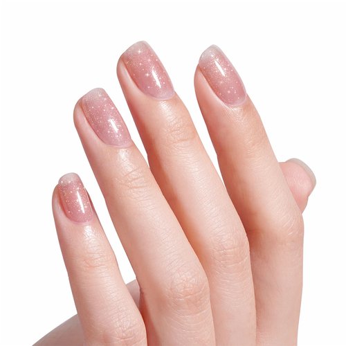 AILLSA Subtle Glitter Gel Nail Polish Pink Shimmer Gel Polish Grapefruit Red Nude Gel Polish Rainbow Sparkle Natural Color Gel Nail Polish Soak Off U V Jelly Gel Polish for Nail Art 0.51 Oz GB66