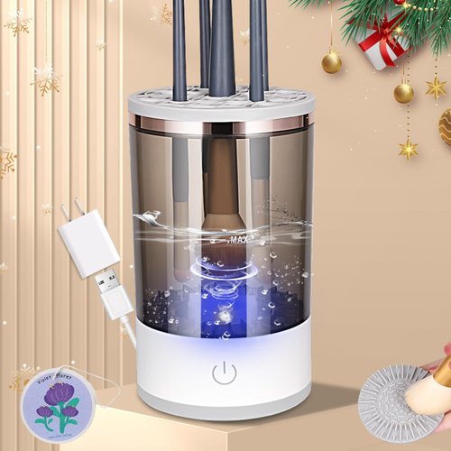 KKL Makeup Brush Cleaner Machine Electric Cosmetic Automatic Brush Cosmetic Supplies Storage Box Deep Cosmetic Brush Spinner for Brushes