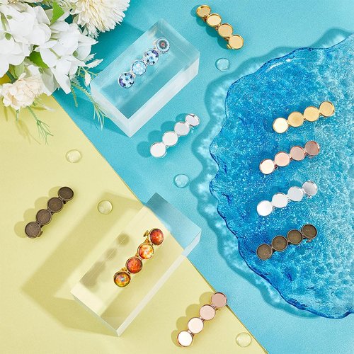 UNICRAFTALE Hair Barrettes Settings - 20Pcs 5 Colors Brass Blank Metall Hair Clips with Glass Cabochons for DIY Resin Barrettes and Women's Headwear Accessories