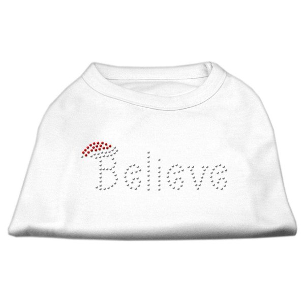 Christmas Pet Dog & Cat Shirt Rhinestone, Believe White XS (0-3 lbs.)