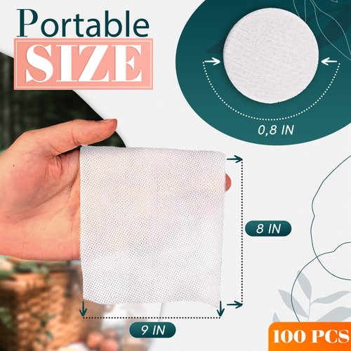 100Pcs Compressed Towel Tablets - Facial Tissue Compressed Disposable Face Towel Tablets Travel Towels Compressed Magic Towels for Face Cleaning - Camping Essentials Washcloths for Face Camping Towel