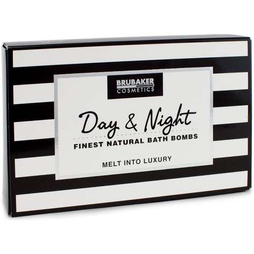 BRUBAKER Bath Bombs Gift Set "Day & Night" - 6 Handmade Luxury Spa Bath Fizzies - All Natural, Vegan, Organic Ingredients - Almond Oil Moisturizes Dry Skin