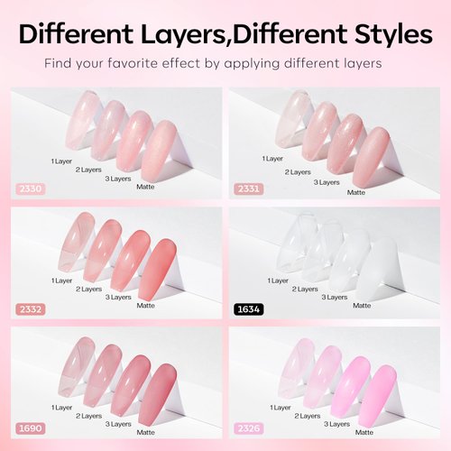 modelones Gel Nail Polish Set, 6 Colors Nude Pink Jelly Gel Polish Milky White Neutral Nail Gel Polish Summer Shimmery Glitter Translucent Nail Art Gel Kit Soak off Manicure DIY Salon Gift for Ladies