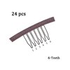 YTBYT 24 Pcs Wig Combs to Secure Wig 6-Teeth Wig Comb Wig Clips with Cloth for Making Wig Caps Wigs (Brown)
