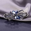 Yheakne Rhinestone Wedding Hair Clip Barrette Blue Crystal Hair Barrette Shine Bride Headpieces Decorative Headwear Sapphire Crystal Head Clip Bridal Hair Accessories for Women and Girls (Blue B)