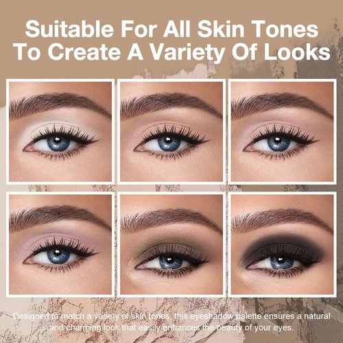 Kaely 6 Colors Mini Eyeshadow Makeup Palette for Women Blendable, White Nude Pink Taupe Dark Black Matte Natural Blushed Eye Shadow Palette Long Lasting Pigmented Built in Mirror Travel Size Matte