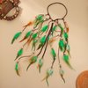 GENBREE Boho Feather Headbands Green Indian Headband Hippie Feather Headdress Adjustable Long Feather Hair Accessories for Women