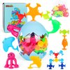 50 Pieces Suction Bath Toys for Kids Age 3+, Baby Silicone Ocean Animal Sucker Toys with Dinosaur Eggshell, Sensory Travel Window Toys for Toddlers, Stress Release Gifts for Boys Girls Ages 4-8