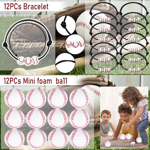 208Pcs Baseball Party Favors with Baseball Party Bags Baseball Whistle Mini Foam Baseball Ball Slap Bracelets Keychains Sticker Tattoo for Baseball Party Goodie Bag Fillers Party Decorations