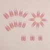 ANDGING Ombre White Press on Nails Coffin Short Medium Fake Nails with Glue Gel Acrylic French Tip Glue on Nails with Gradient Design Manicure Stick on Nails False Nails for Wedding Birthday Cl87O67
