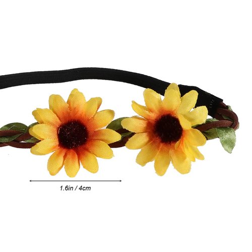 Sewroro 5pcs Daisy Flower Headband Sunflower Headband Wedding Festivals Floral Hair Band Flower Floral Elastic Hair Band (Yellow)