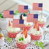 BLUE TOP 100 Pcs USA American Flag Toothpick Flags,Small Toothpick Mini Stick Cupcake Toppers Olympic Games Celebration Party Decoration Celebration Cocktail picks for Party Bar Sport events.