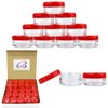 50 New Empty 5 Grams Acrylic Clear Round Jars - BPA Free Containers for Cosmetic, Lotion, Cream, Makeup, Bead, Eye shadow, Rhinestone, Samples, Pot, Small Accessories 5g/5ml (RED LID)