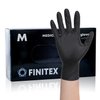 FINITEX - Black Nitrile Disposable Gloves, 5mil, Powder-free, Medical Exam Gloves Latex-Free 100 PCS For Examination Home Cleaning Food Gloves (Medium)