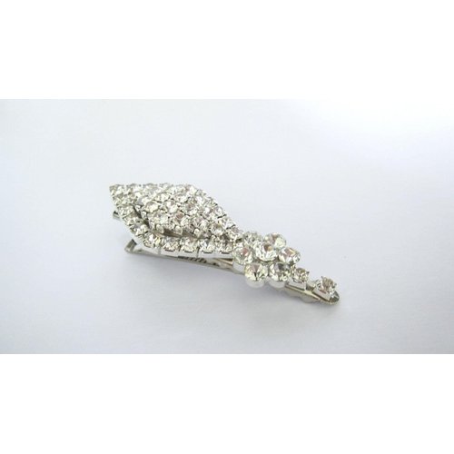 Generic Small clear crystal oval flower alligator hair clip for fine thin hair