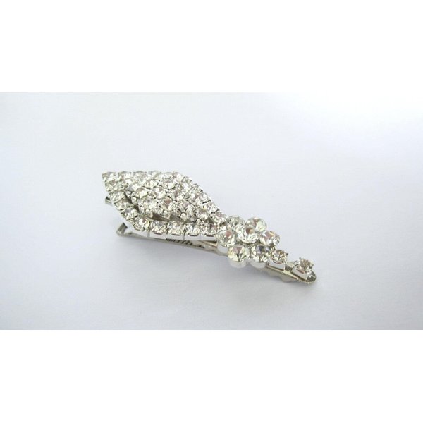 Generic Small clear crystal oval flower alligator hair clip for fine thin hair