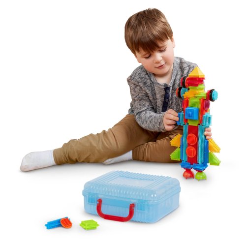 Battat- Bristle Blocks- STEM Interlocking Building Blocks- 50 pc Playset- Reusable Carry Case - Developmental Toys for Toddlers & Kids- Basic Builder Case- 2 Years +