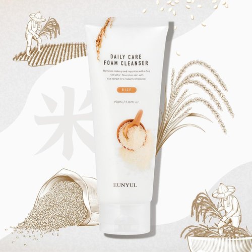 EUNYUL Daily Care Rice Foam Cleanser 5.07 fl. oz. / 150ml Korean Skincare Face Wash with Rice water