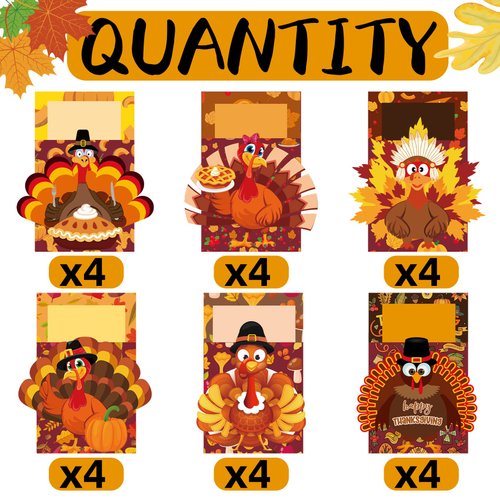 Thanksgiving Cutlery Holder 24 PCS Thanksgiving Utensil Holder Set Turkey Table Decorations Table Setting Decor for Thanksgiving Party Autumn Fall Thanksgiving Table Decorations Family Party Supplies