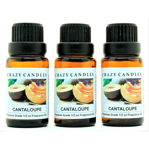 Crazy Candles Cantaloupe 3 Bottles 1/2 FL Oz Each (15ml) Premium Grade Scented Fragrance Oil