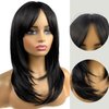 MIMISERVICE Long Black Wigs for Women,Black Wigs with Bangs Layered Shoulder Length Synthetic Wig for Daily Party (20 inch)