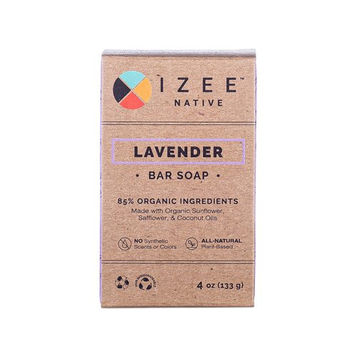 Izee Native Lavender Botanical Bar Soap 1 count 4oz Lavender Bar Soap | Earth-Safe Biodegradable Bar Soap Made in USA With Natural and Organic Ingredients