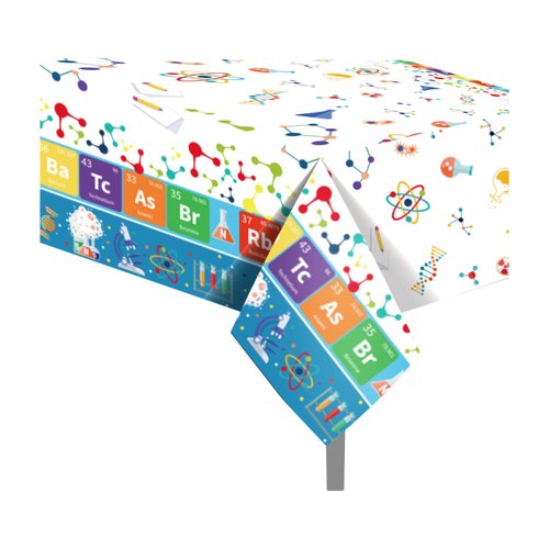 CC HOME 1 Pack Science Laboratory Plastic Tablecloth 54 x 87 Inch Long Rectangular Table Cover for Buffet,Birthday Party Holiday Dinner,Picnic or Tablecloth for Kitchen Event Use