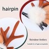 Christmas Deer Ears Headband Hairpins Hairbands Brown Elk Deer Antlers Headband with Elk Fluff Design Party Xmas Reindeer Antlers Decor Christmas Deer Costume Headband Hairpin for Women