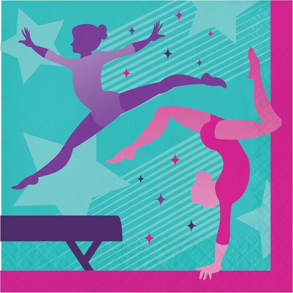 Creative Converting Gymnastics Party Napkins, 16 ct, Multicolor, 6.5"
