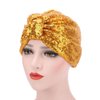 DECOU Sparkly Sequin Twist Pleated Hair Wrap Stretch Turban S232 (Gold)