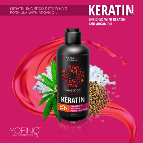 YOFING NEW GENERATION Keratin Shampoo Salt Free Enriched with Moroccan Argan Oil Dead Sea Minerals For Strengthen & Repair Hair Frizz Control Sulfate Free
