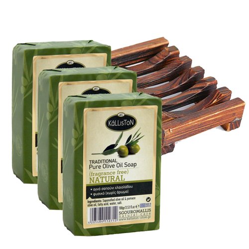 Kalliston, Natural Soap, Extra Virgin Olive Oil Soap Bars, Fragrance Free, All Natural for Smooth...