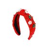 Soochat Christmas Rhinestone Headband Xmas Tree Santa Claus Snowflake Knotted Headband Red & Green Jeweled Crystal Hair Band Holiday Outfits Accessories Gifts (Red)