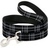 Dog Leash Plaid Black Gray 4 Feet Long 0.5 Inch Wide