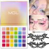 QLINLEAF Halloween Eyeshadow Palette - 30 Color Rainbow Eyeshadow Palette and Lace Mask Set Bright Vibrant Colors Shades Cosmetics