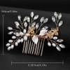 Foyte Gold Bridal Hair Comb Rhinestone Pearl Hair Piece Leaf Bridesmaid Hair Accessories Wedding Crystal Headpiece for Party Prom Pageant