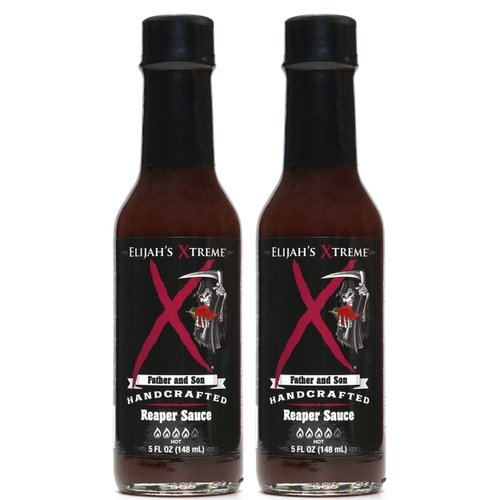 Elijah's Xtreme Carolina Reaper Hot Pepper Sauce with Sweet Black Cherries, Cranberries and Kentucky Bourbon (5 oz) (2-Pack) (Xtreme Carolina Reaper Hot Pepper Sauce)