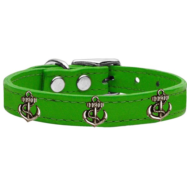 Mirage Pet Products 83-102 EG22 Bronze Anchor Widget Genuine Leather Dog Collar, Size 22, Emerald Green