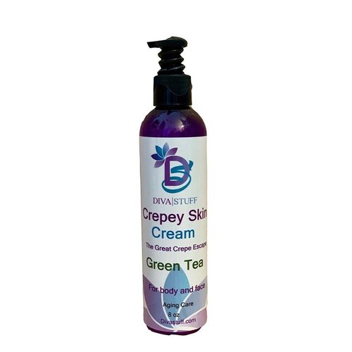 Diva Stuff Crepey Skin Body & Face Cream with Hyaluronic Acid, Alpha Hydroxy and more for Dry & Damaged Skin, 8oz – Green Tea Scent (Made in the USA)