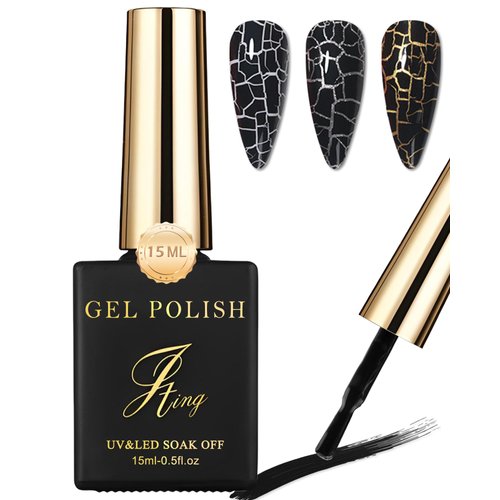 3D Crackle Gel Nail Polish,Magic Black Crackle Nail Gel Glue Polish,Unique Variegated Cool Crackl...