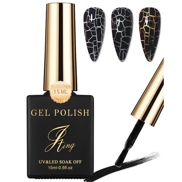 3D Crackle Gel Nail Polish,Magic Black Crackle Nail Gel Glue Polish,Unique Variegated Cool Crackle Pattern,Long-lasting Durable Natural Air-drying Styling,Home DIY Nail Gel Glue Polish for Women-12