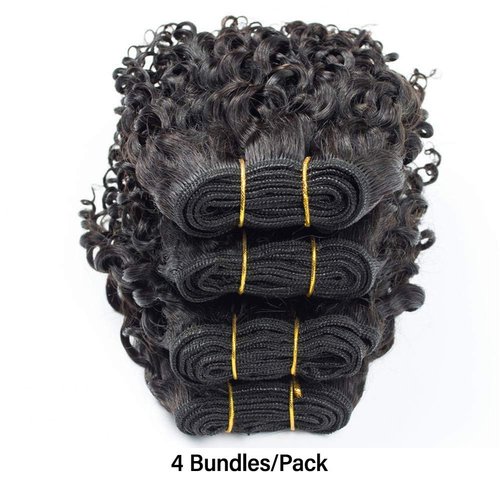 12A Curly Bundles Human Hair 4 Short Bundles 8 8 8 8 Inch 100% Unprocessed Brazilian Virgin Hair Extensions for Black Women Natural Color