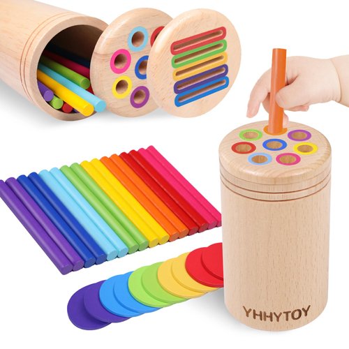 YHHYTOY Montessori Toys for 3 Year Old, Dual Play Wooden Toddler Educational Toys Color Sorting Preschool Learning Activities, Fine Motor Skills Sensory Toys for Toddlers 3-5 Girl Boy Birthday Gifts