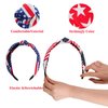 4PCS American Flag Headbands for Women Girls 4th of July Headband Red White Blue Patriotic USA Bow Star Knotted Wide Independence Day Hair Hoop Yoga Hair Band for Hair Accessories