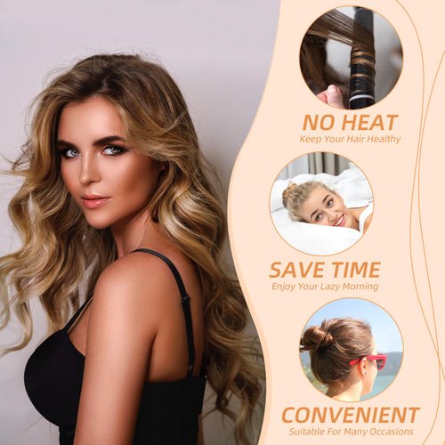 Heatless Hair Curler for Overnight Curls, Soft Scrunchie Roller Headband for Long Hair (Black)