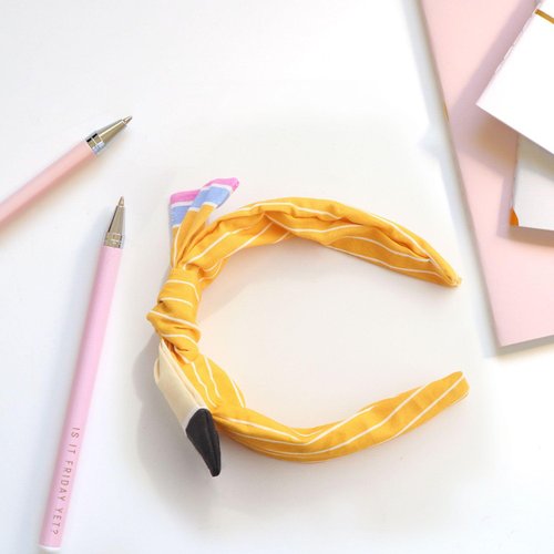 Headbands For Girls Hair Bow Clips Hair Accessories For Girls, School Bows Uniform for Girls, Teacher Outfits for Women, Back To School Outfits Teacher Pencil Headband Yellow Headband