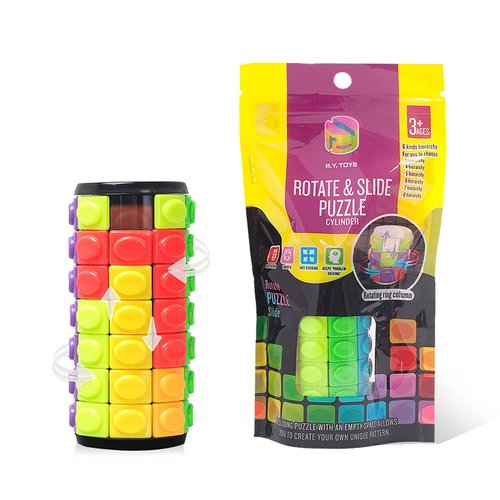 R.Y.TOYS Rotate and Slide Puzzle-Design Patent,Fidget Toys(Restore Order/Create Patterns) 8 Colors,7 Layers-Detach Piece for Quick Play,Brain Teaser,Sensory Toys,Birthday Gifts,Stocking Stuffers