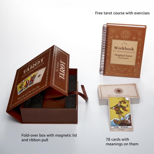 Da Brigh Original Tarot Learning Edition Tarot Cards with Meanings on Them, Keywords, Guidebook, and Workbook for Beginners, Inspired by The Rider Waite Tarot Deck