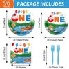 96 Pcs Ofishally One Birthday Party Paper Plate and Napkins Gone Fishing 1st Party Party Decorations Little Fisherman Tableware Set Disposable The Big One Birthday Supplies for Party Favors 24 Guests